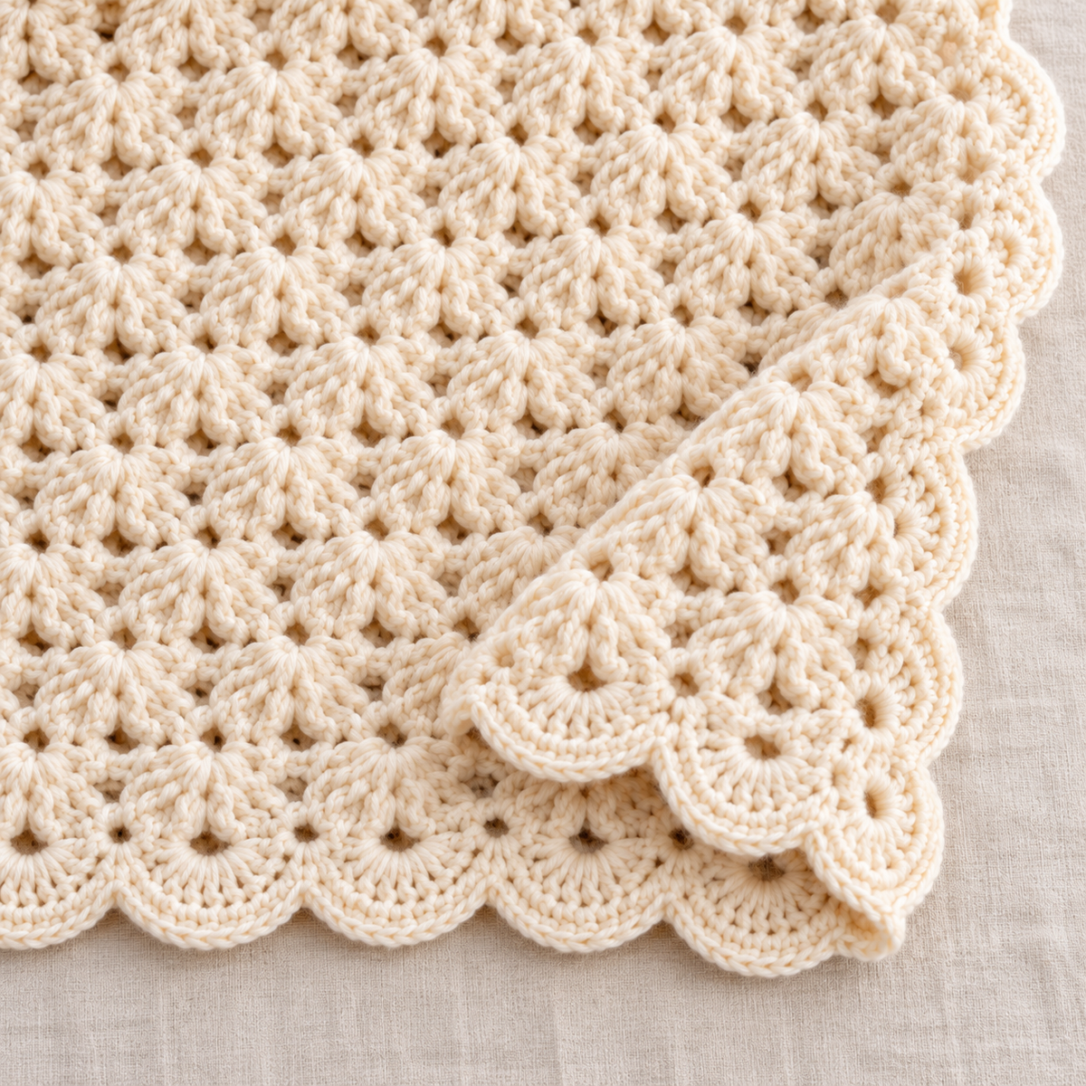 Detail view of the Cozy Baby Blanket crochet design