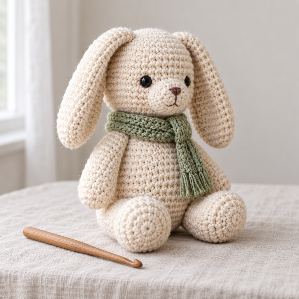 Detail view of the Little Bunny crochet design