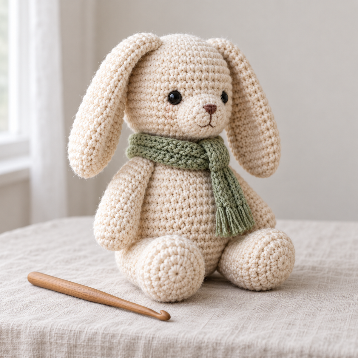 Detail view of the Little Bunny crochet design